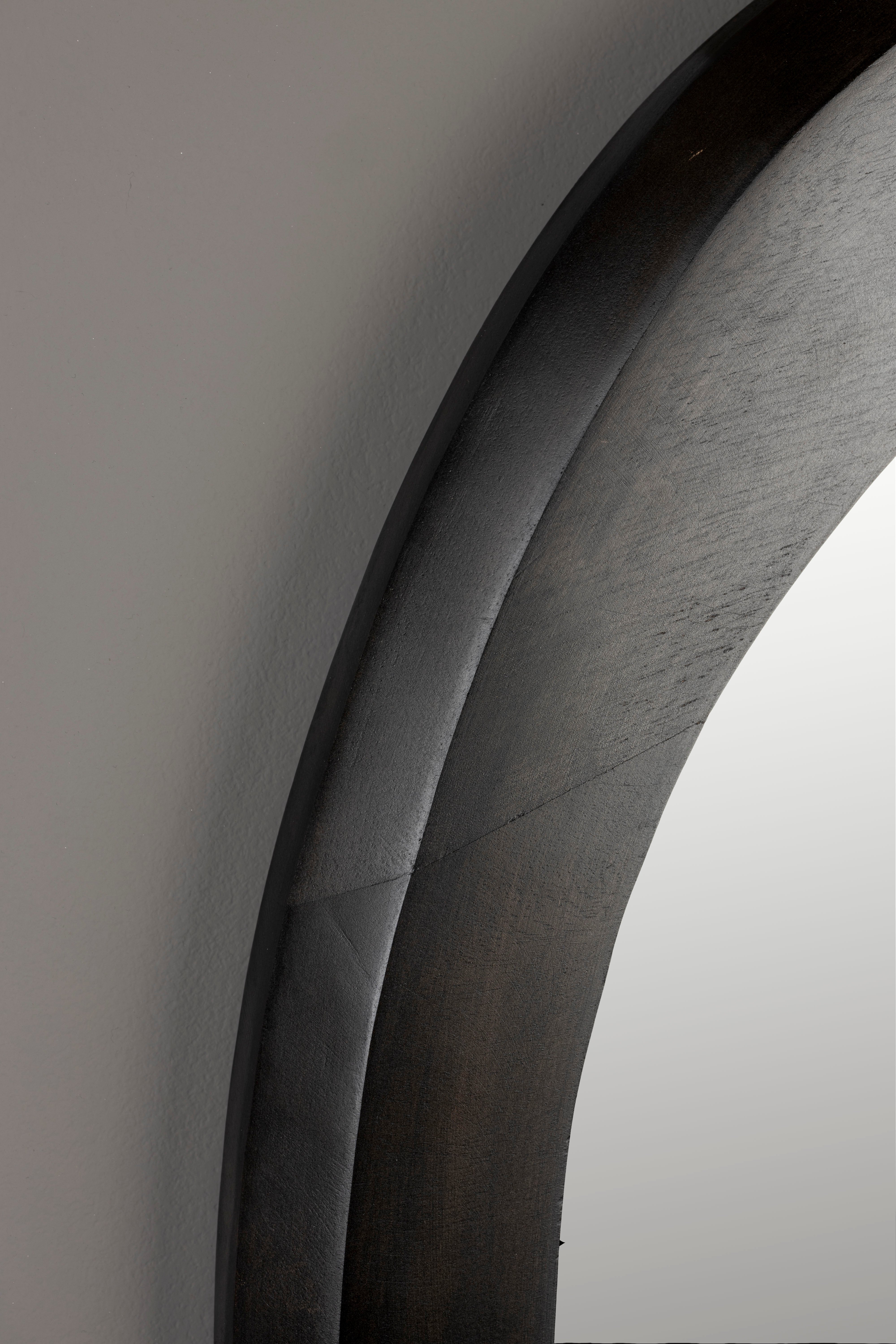 Dutchbone Aren Organic Black Wood Wall Mirror Medium